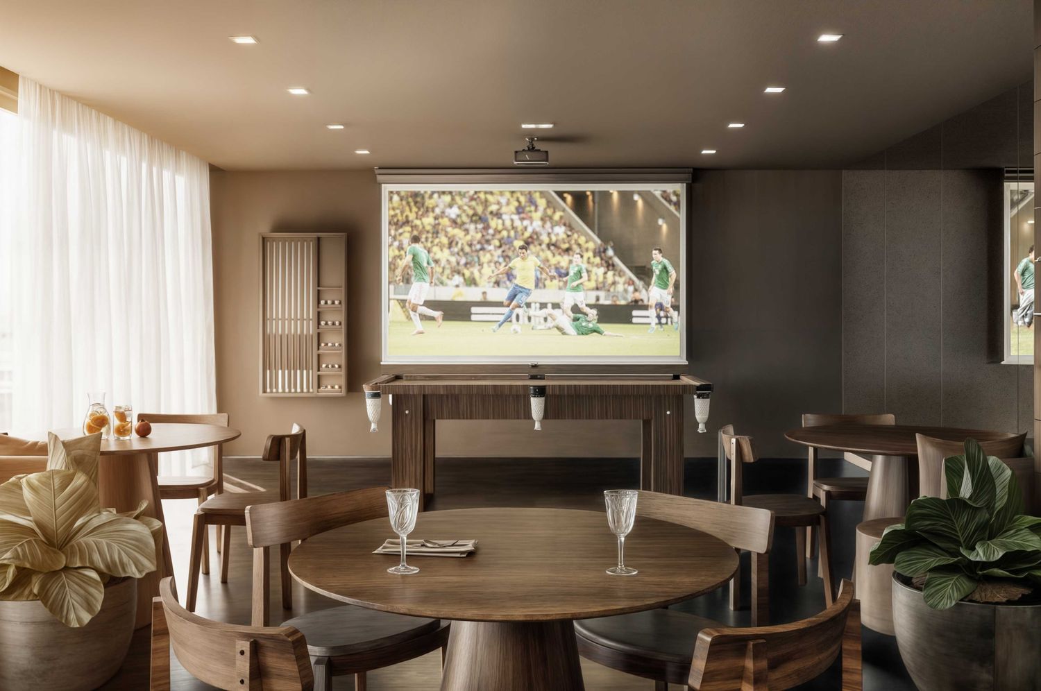Bar esportivo do Portovelas com telão